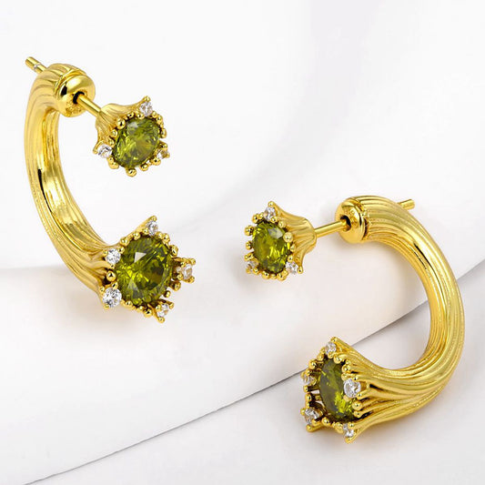 Arany tónusú Emporia Ötvözetű Fülbevaló Zöld Emporia® Kristállyal