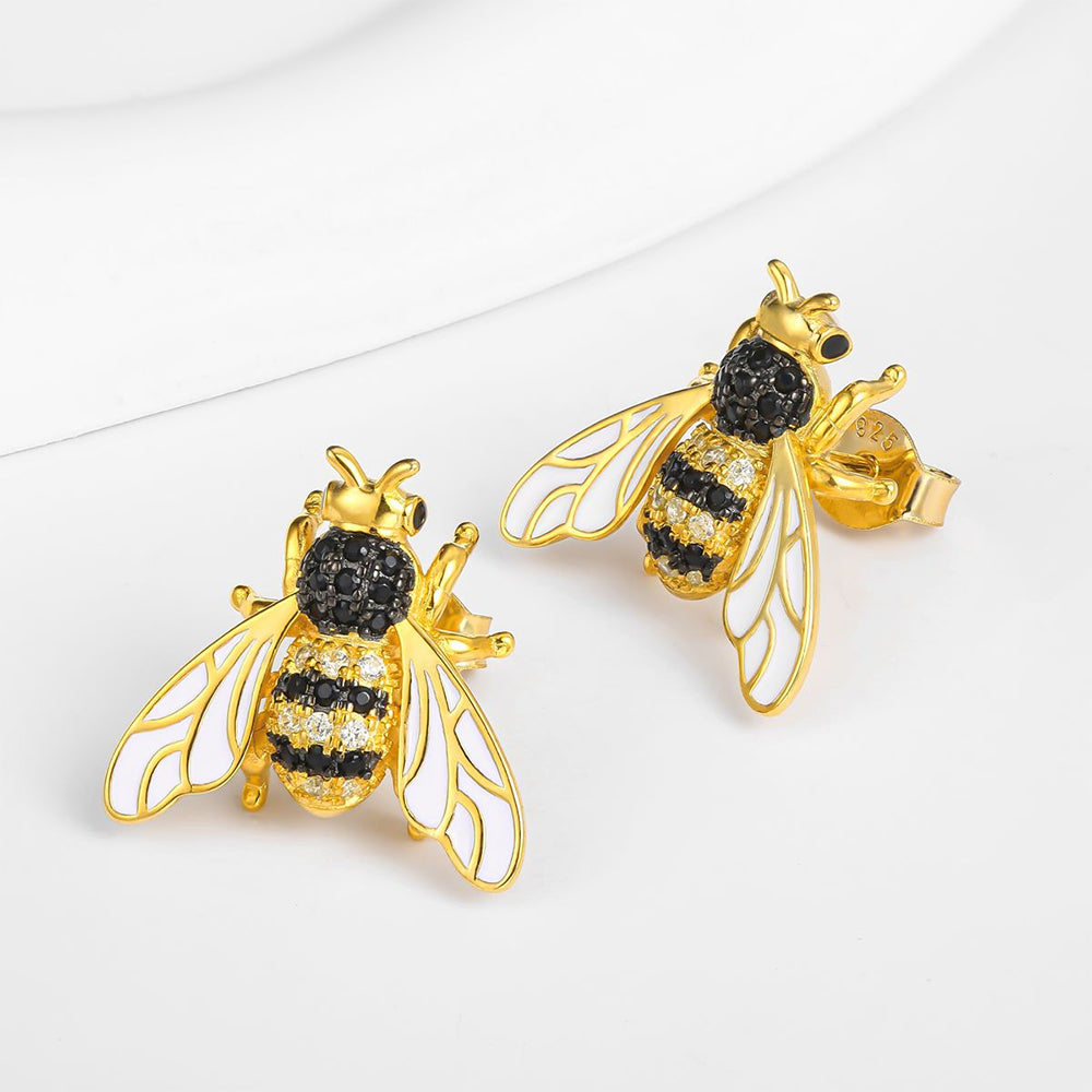 Arany tónusú Emporia Ötvözetű Fülbevaló Fehér Emporia® Kristállyal és Fekete Emporia® Kristállyal