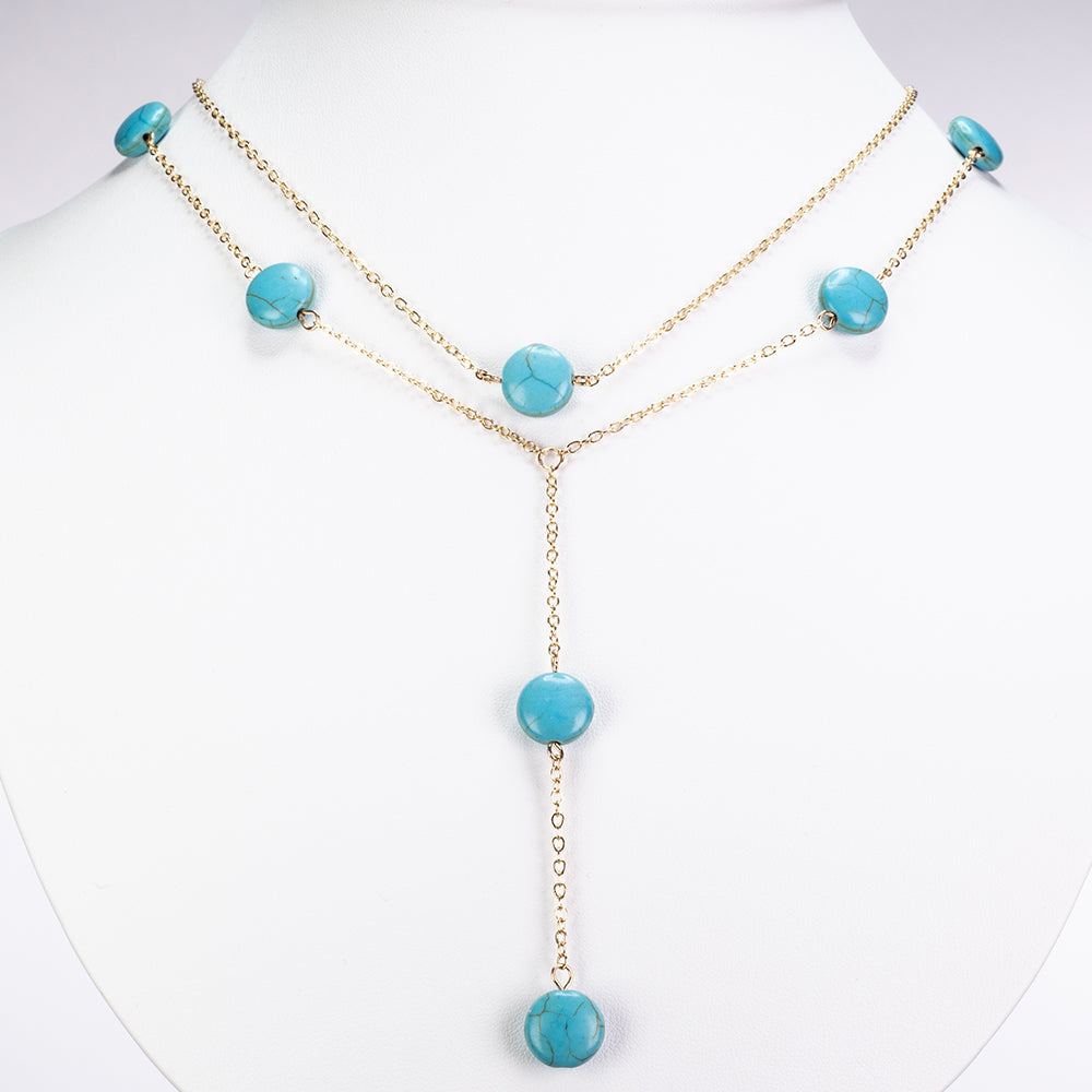 Arany tónusú Emporia Ötvözetű Nyaklánc Türkizzel