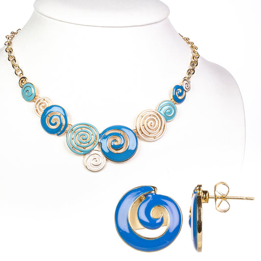 Arany tónusú Emporia Ötvözetű Szett Tűzzománccal ( Nyaklánc+Fülbevaló )