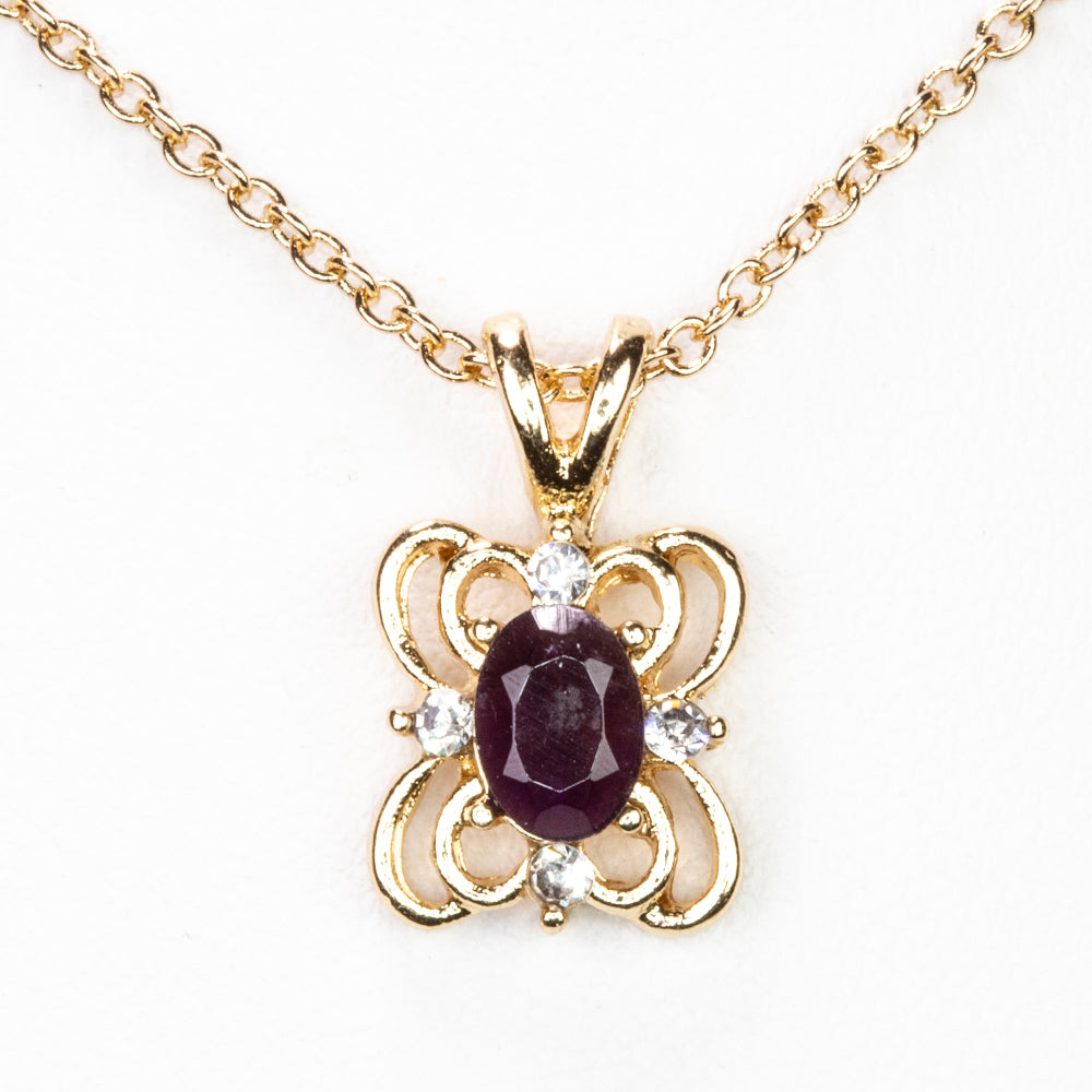 Arany tónusú Emporia Ötvözetű Nyaklánc Ametiszttel és Fehér Emporia® Kristállyal ( Nyaklánc+Medál )