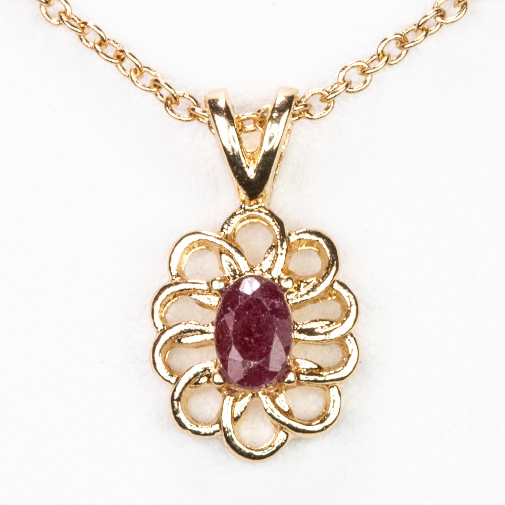 Arany tónusú Emporia Ötvözetű Nyaklánc Rubinnal és Fehér Emporia® Kristállyal ( Nyaklánc+Medál )