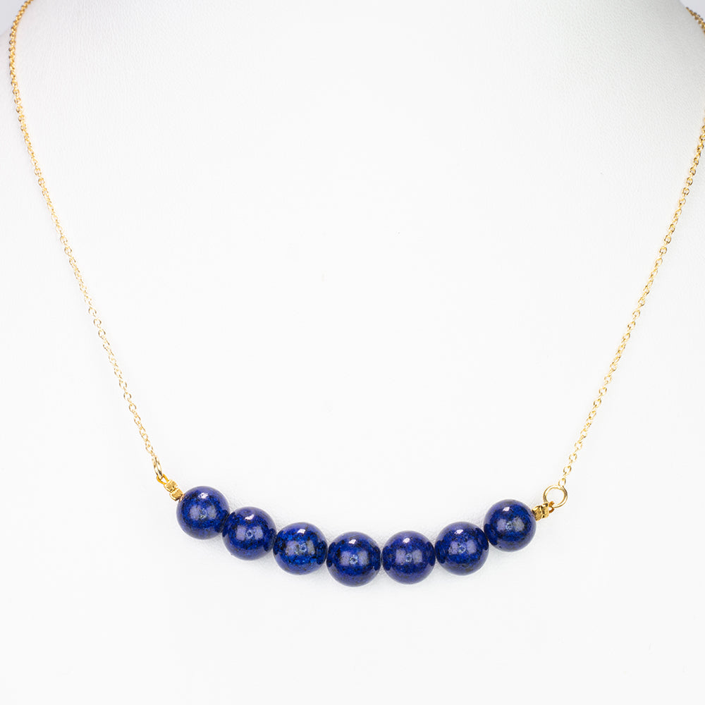 Arannyal Bevont Ezüst Nyaklánc Lapisz Lazulival
