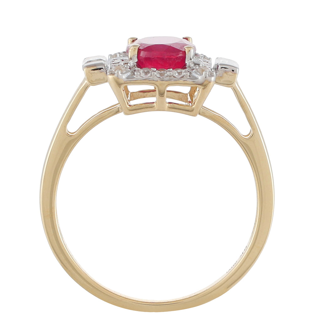 9 Karátos Arany Gyűrű Thai Rubinnal és Természetes Cirkónnal