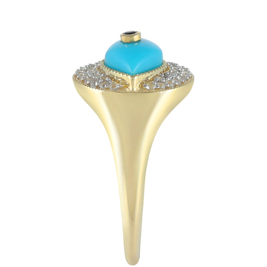 9 Karátos Arany Gyűrű Csipkerózsika Türkizzel és Fekete Spinellel