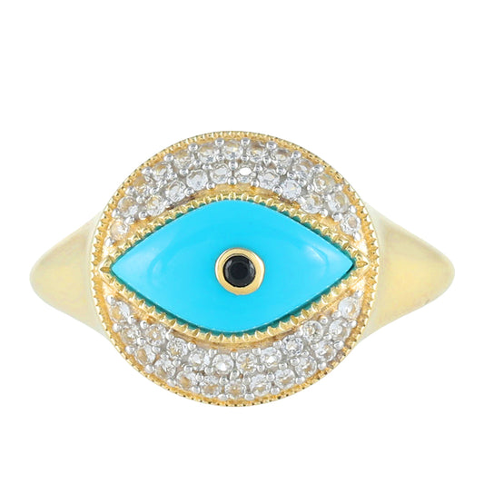 9 Karátos Arany Gyűrű Csipkerózsika Türkizzel és Fekete Spinellel