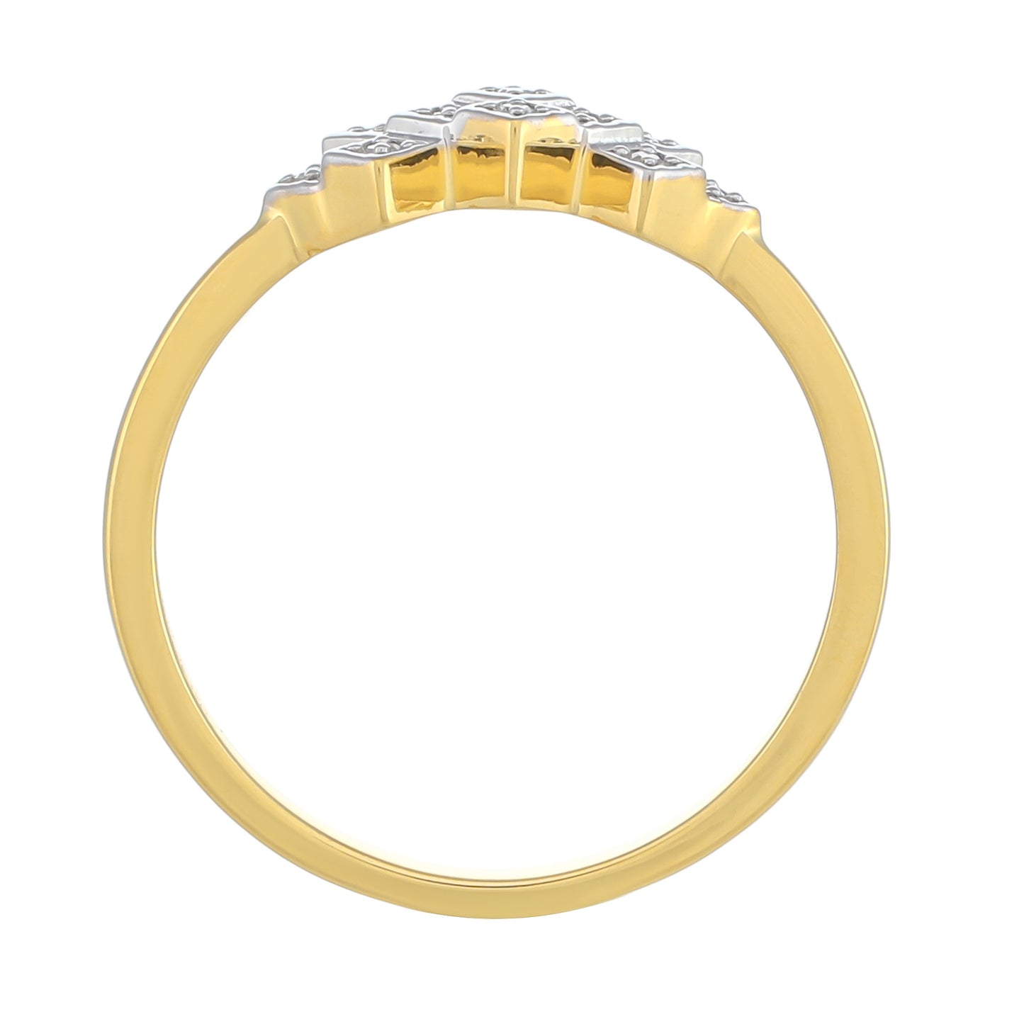 Arannyal Bevont Ezüst Gyűrű Fehér Gyémánttal