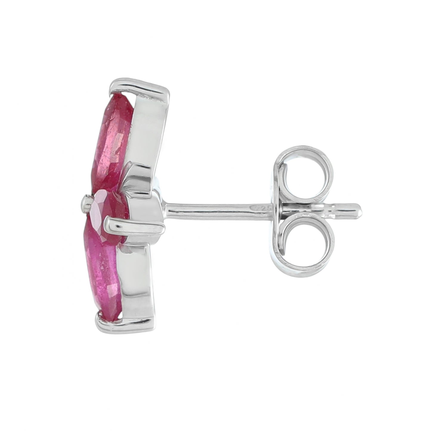 Ezüst Fülbevaló Thai Rubinnal