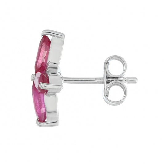 Ezüst Fülbevaló Thai Rubinnal