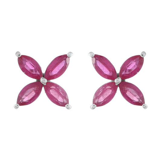 Ezüst Fülbevaló Thai Rubinnal