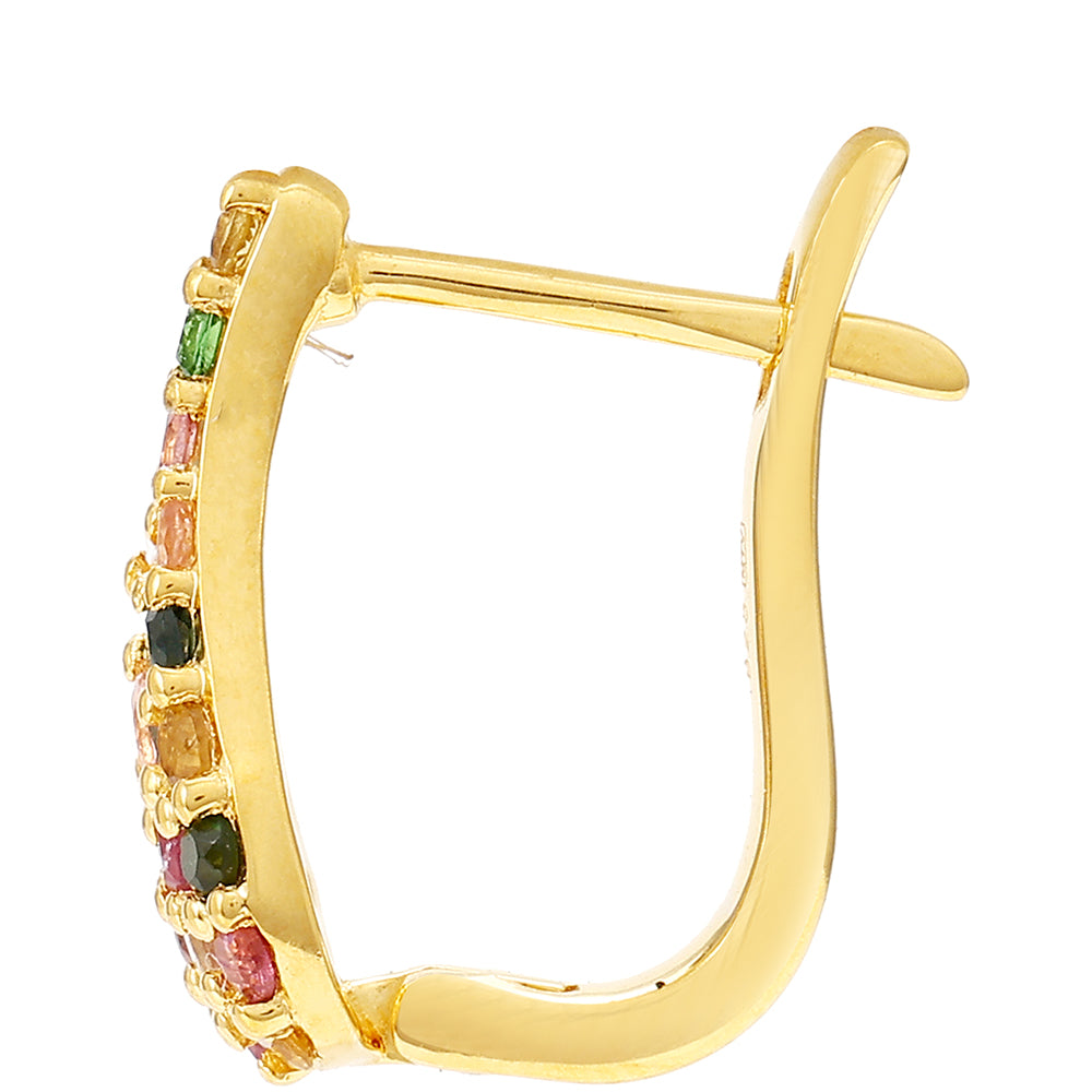 Arannyal Bevont Ezüst Fülbevaló Pelmadulla-i Szivárvány Turmalinnal