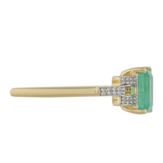 9 Karátos Arany Gyűrű Brazil Smaragddal és Fehér Topázzal
