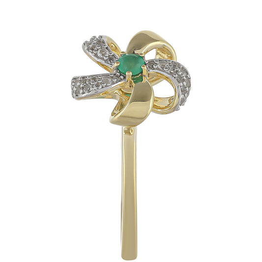 9 Karátos Arany Gyűrű Brazil Smaragddal és Fehér Topázzal