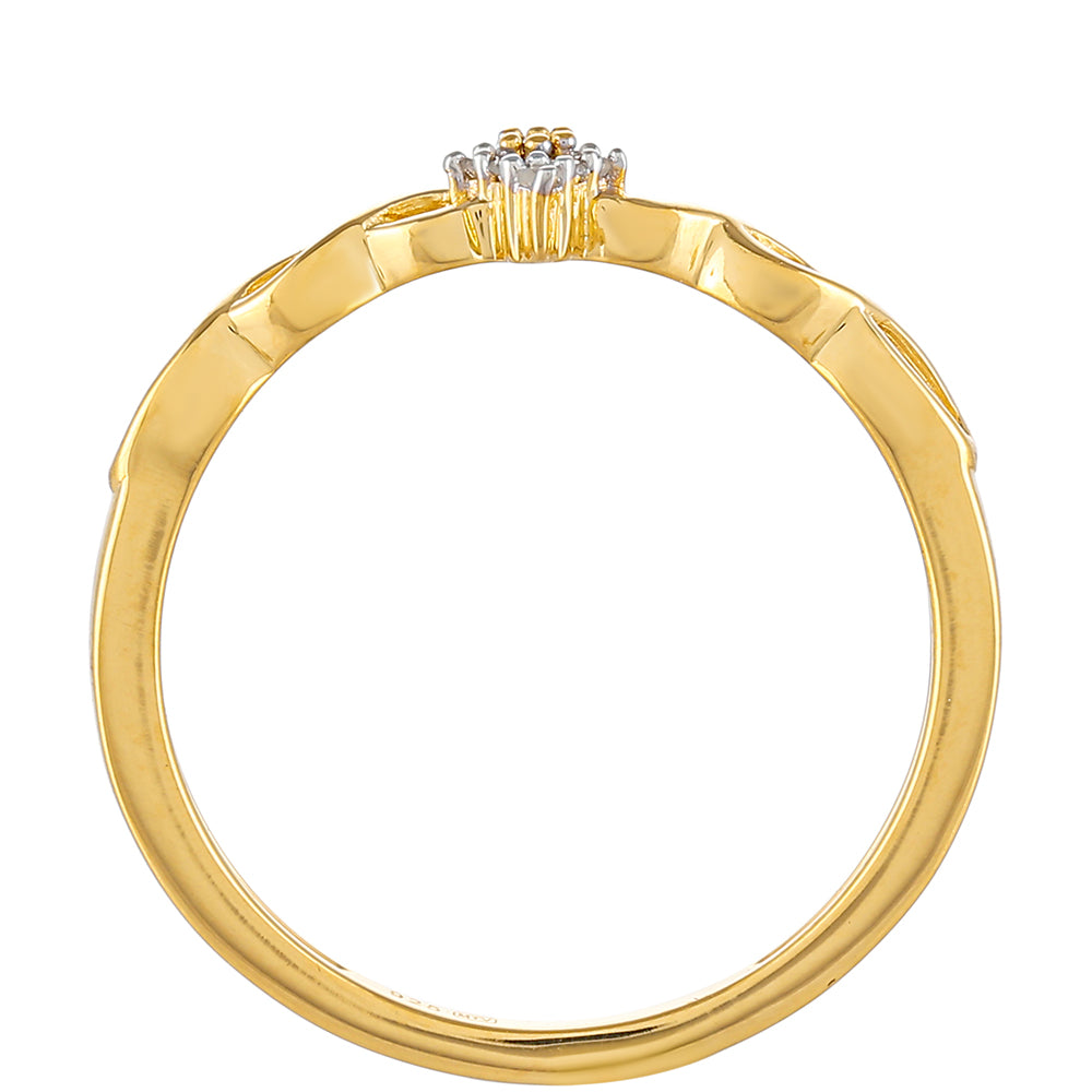 Arannyal Bevont Ezüst Gyűrű Vörös Gyémánttal és Fehér Gyémánttal