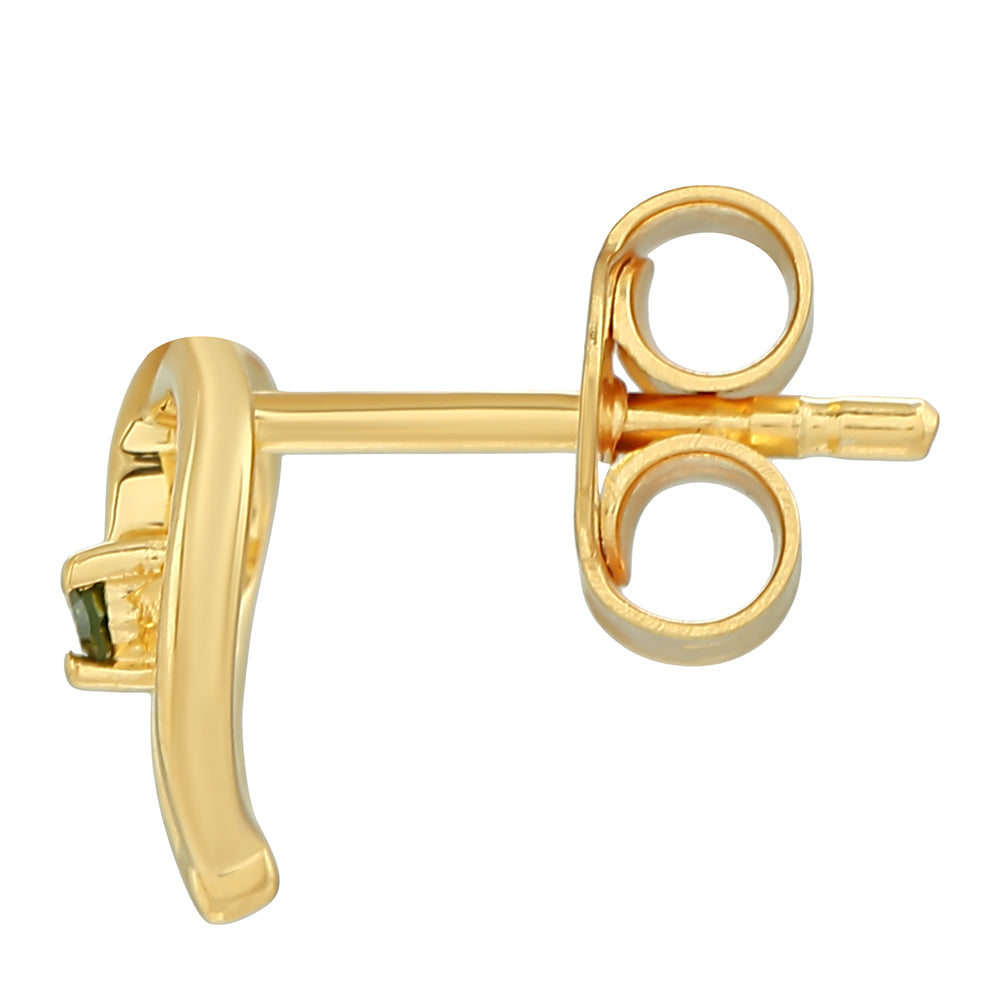 Arannyal Bevont Ezüst Fülbevaló Zöld Gyémánttal