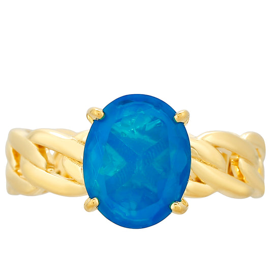 Arannyal Bevont Ezüst Gyűrű Etiópiai Paraiba Kék Opállal
