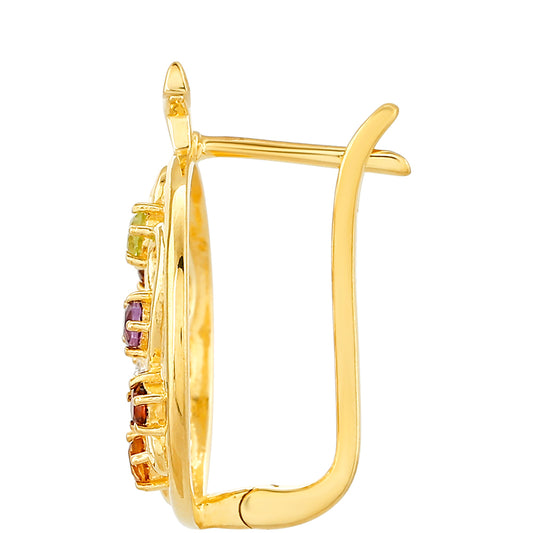 Arannyal Bevont Ezüst Fülbevaló Ametiszttel és Citrinnel