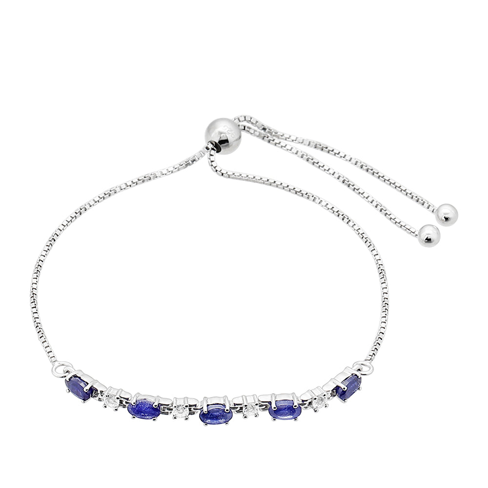 Ezüst Karkötő Thai Zafírral és Fehér Topázzal