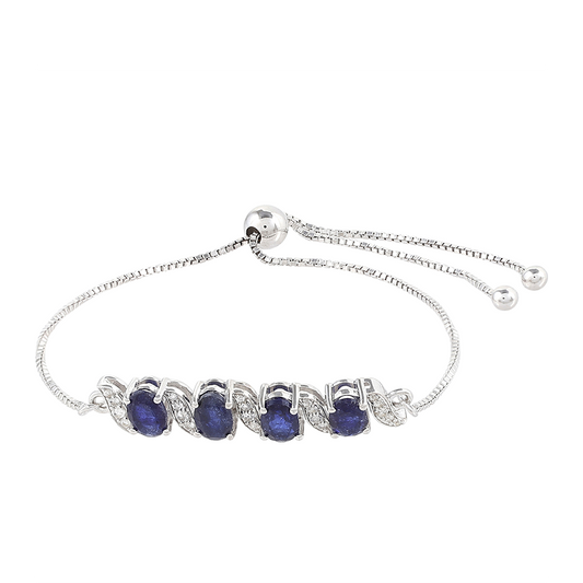 Ezüst Karkötő Thai Zafírral és Fehér Topázzal