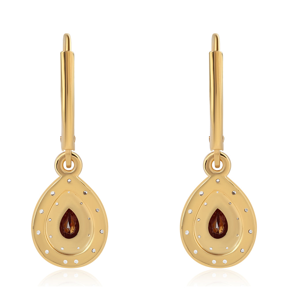 Arannyal Bevont Ezüst Fülbevaló Barton Gránáttal és Fehér Topázzal