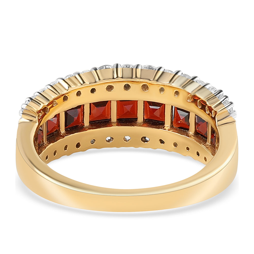 Arannyal Bevont Ezüst Gyűrű Barton Gránáttal és Fehér Topázzal