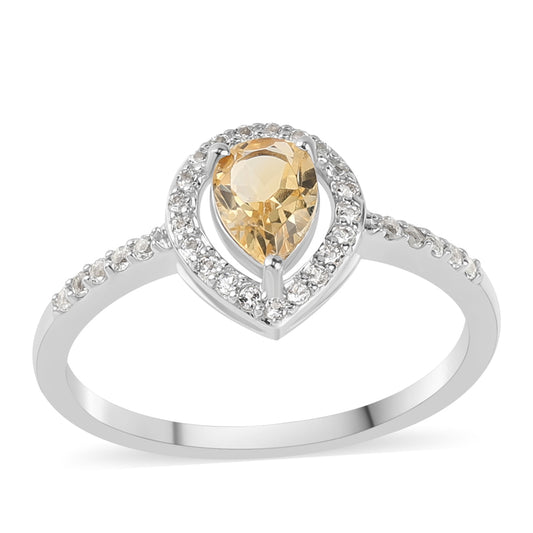 Ezüst Gyűrű Citrinnel és Fehér Topázzal