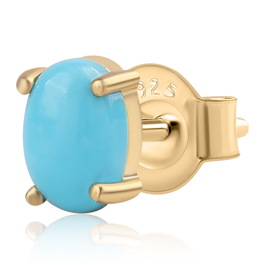 Arannyal Bevont Ezüst Fülbevaló Csipkerózsika Türkizzel