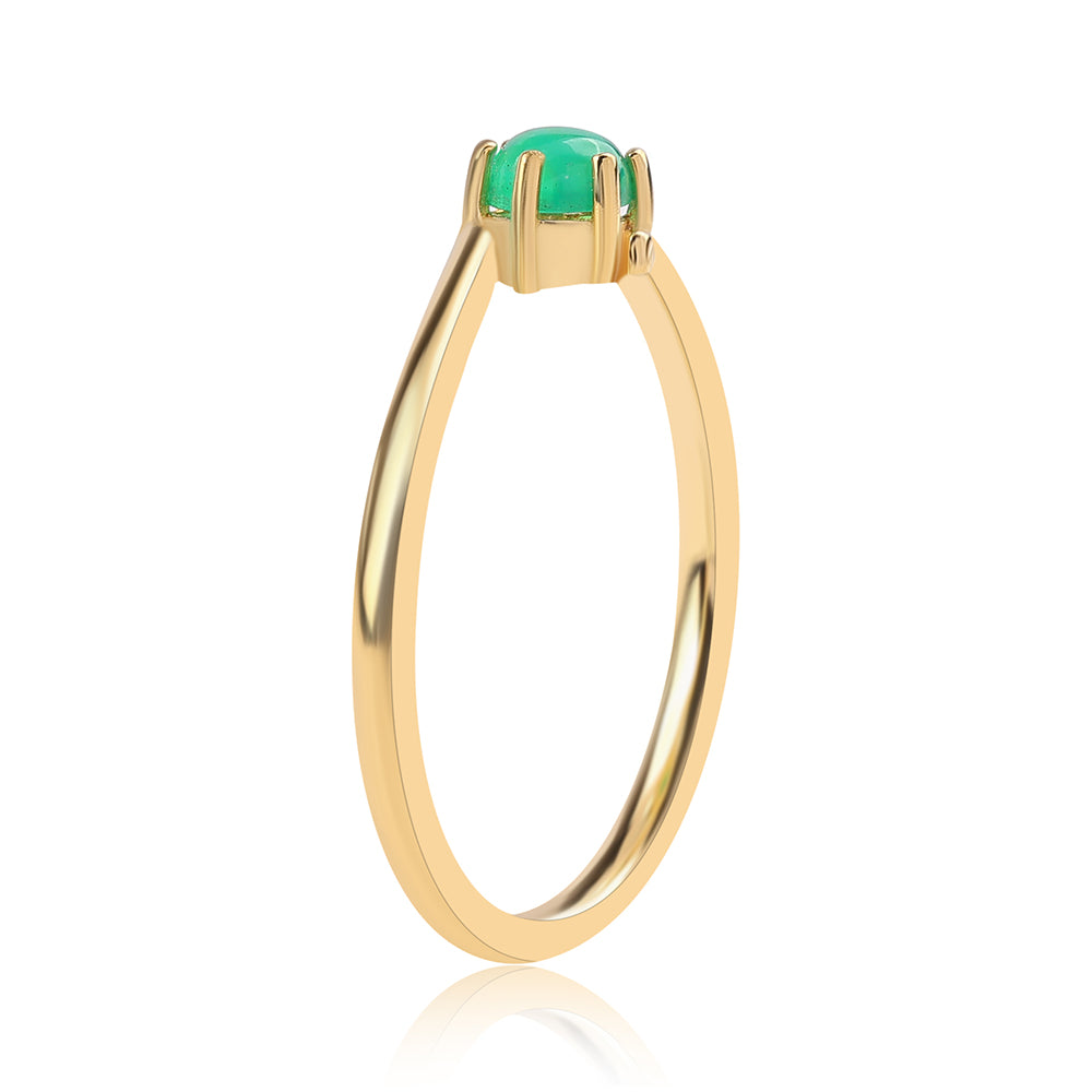 Arannyal Bevont Ezüst Gyűrű Lega Dembi Zöld Etiópiai Opállal