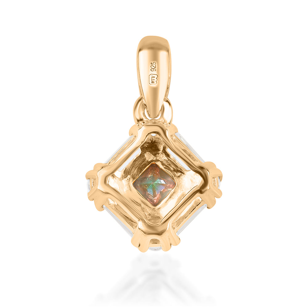 Arannyal Bevont Ezüst Medál Misztikus Topázzal és Fehér Topázzal