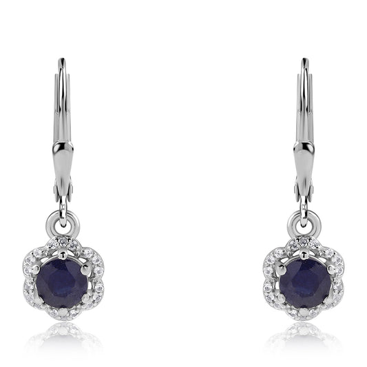 Ezüst Fülbevaló Ausztrál Kék Zafírral és Fehér Topázzal