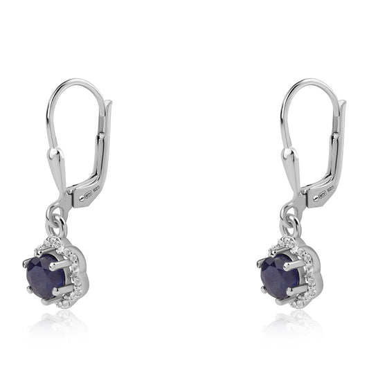 Ezüst Fülbevaló Ausztrál Kék Zafírral és Fehér Topázzal