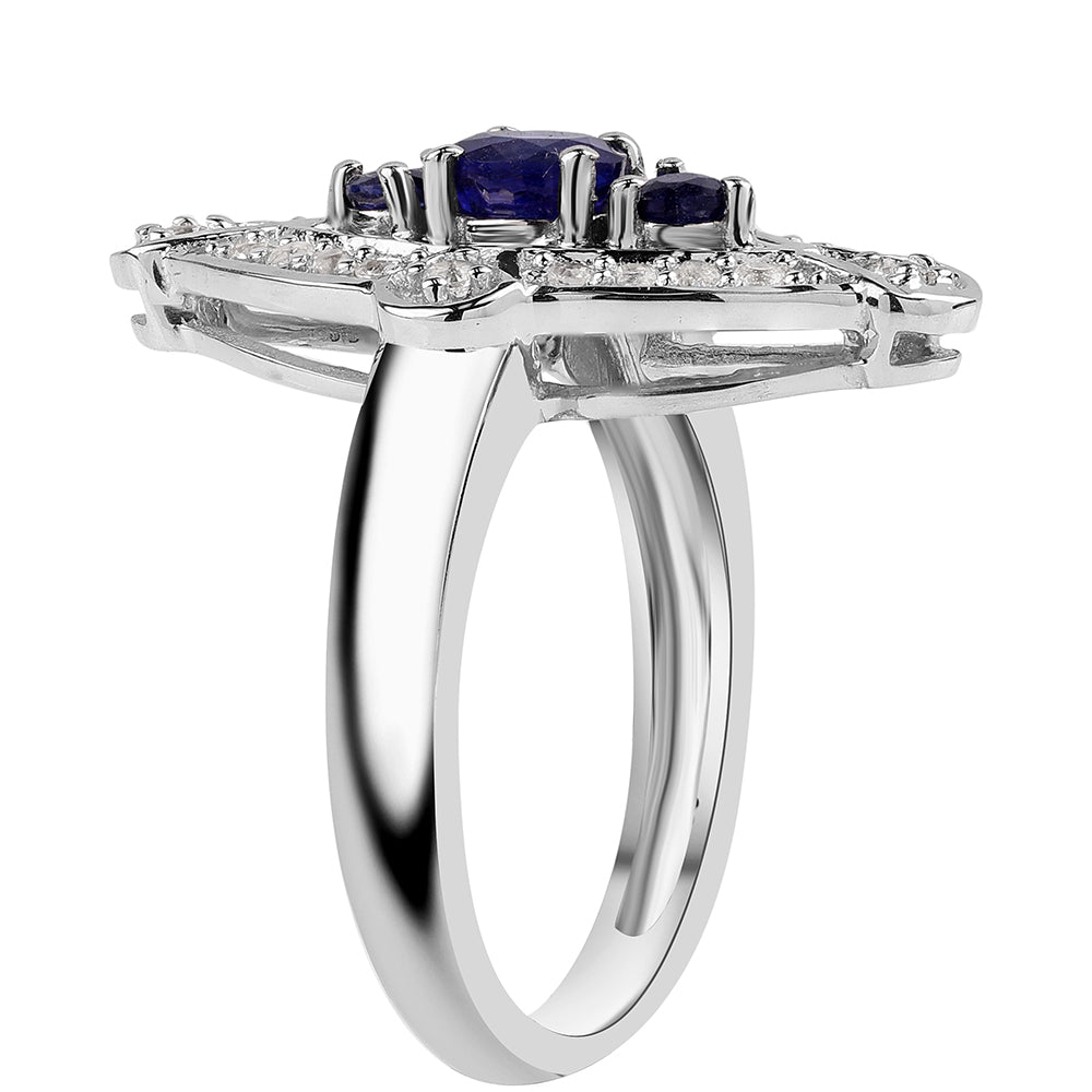 Ezüst Gyűrű Ausztrál Kék Zafírral és Fehér Topázzal