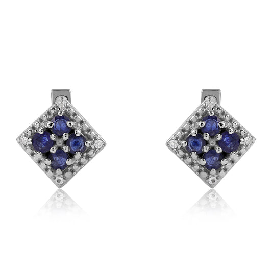 Ezüst Fülbevaló Ausztrál Kék Zafírral és Fehér Topázzal