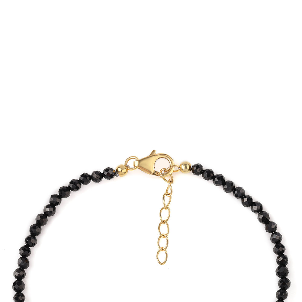 Arannyal Bevont Ezüst Karkötő Fekete Spinellel