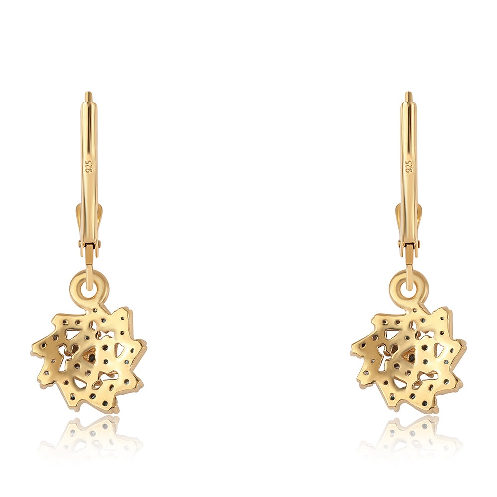 Arannyal Bevont Ezüst Fülbevaló Kék Gyémánttal és Fehér Gyémánttal