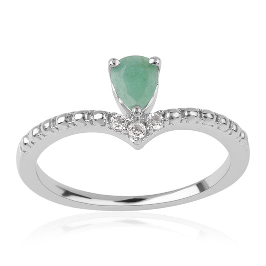 Ezüst Gyűrű Brazil Smaragddal és Fehér Topázzal