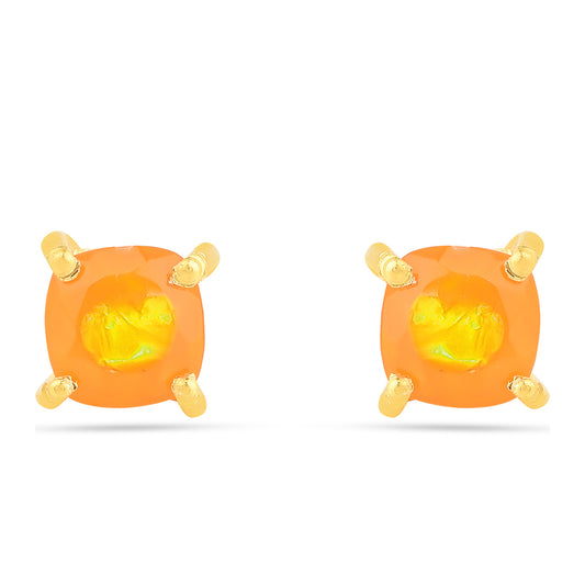 Arannyal Bevont Ezüst Fülbevaló Tűzopállal