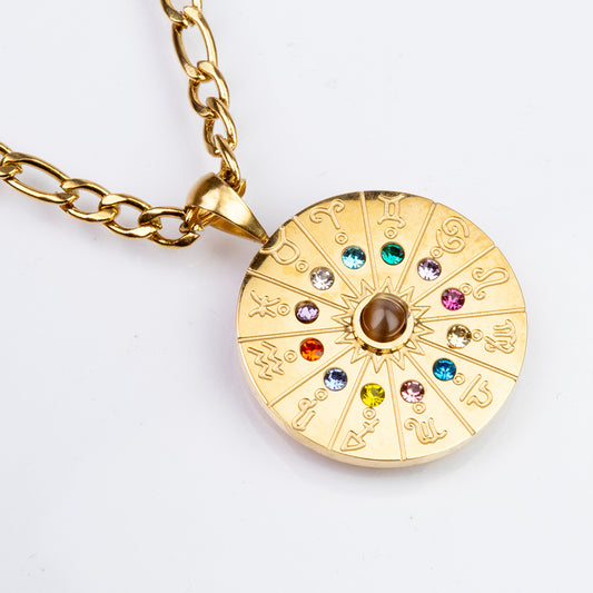 Arany tónusú Emporia Ötvözetű Nyaklánc Tigrisszem Drágakővel ( Nyaklánc+Medál )