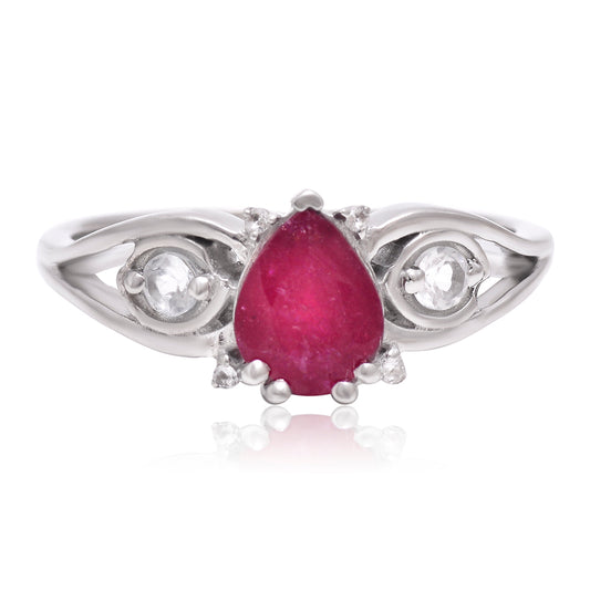 Ezüst Gyűrű Madagaszkári Rubinnal és Fehér Topázzal