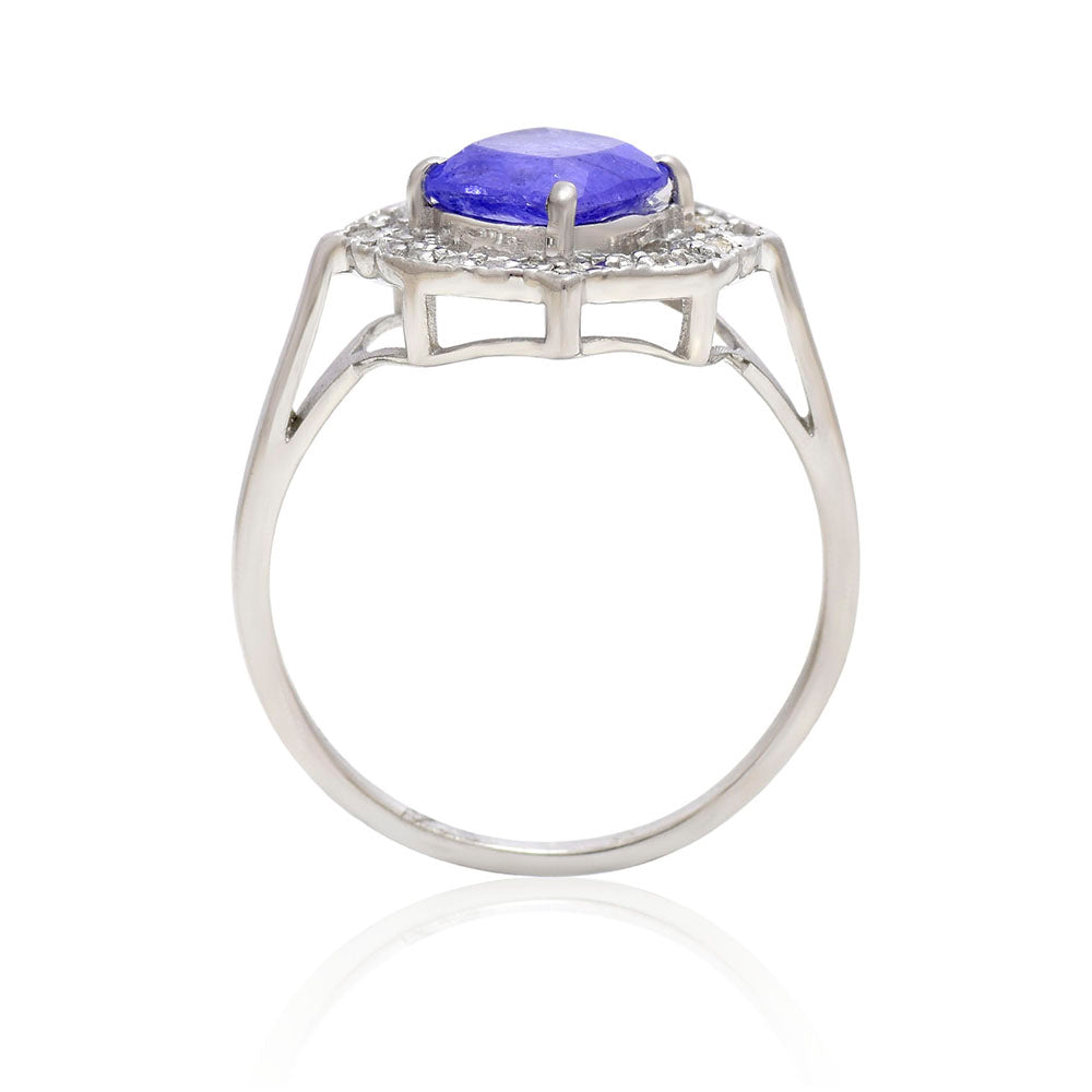 Ezüst Gyűrű "AAA" Osztályú Tanzanittal és Fehér Topázzal