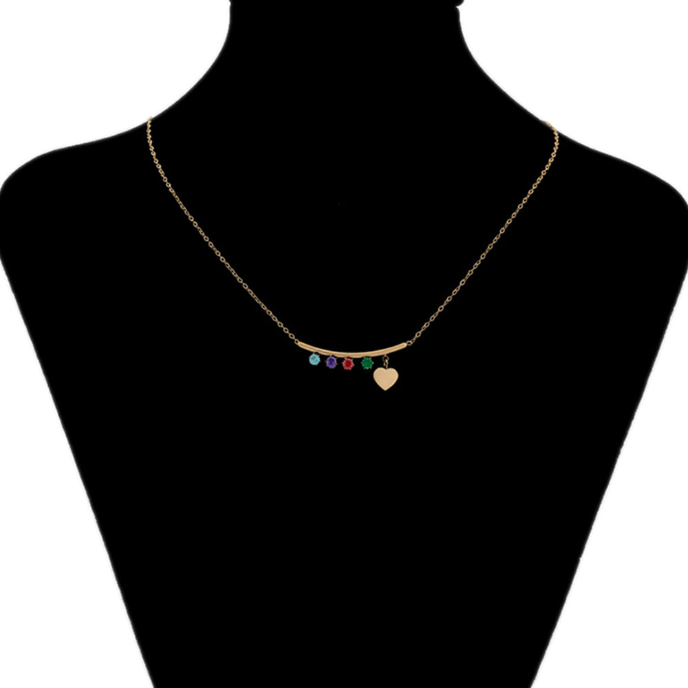 Arany tónusú Emporia Ötvözetű Nyaklánc Vörös Emporia® Kristállyal és Zöld Emporia® Kristállyal