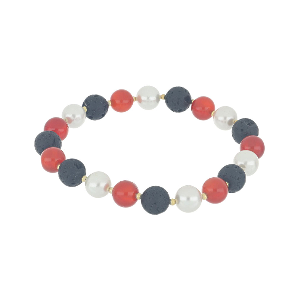 Nugget Karkötő Lávakővel és Vörös Acháttal