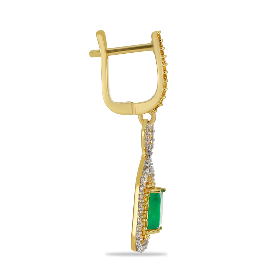 9 Karátos Arany Fülbevaló Brazil Smaragddal és Ural Citrinnel