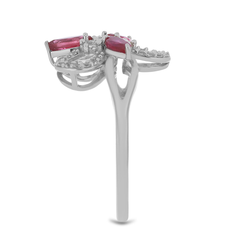 Ezüst Gyűrű Madagaszkári Rubinnal és Fehér Topázzal