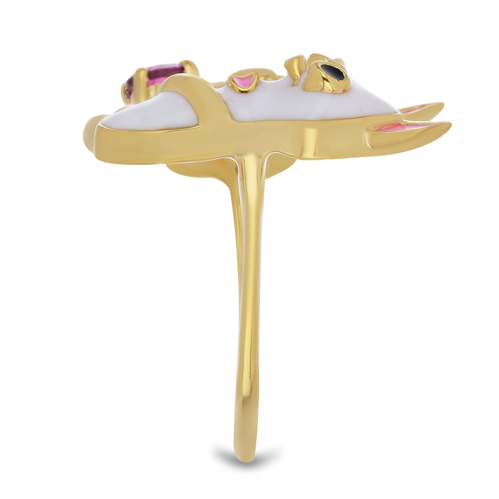 Arannyal Bevont Ezüst Gyűrű Tűzzománccal és Barton Gránáttal