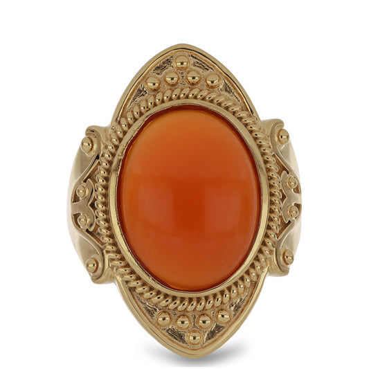 Arannyal Bevont Ezüst Gyűrű Vörös Kalcedonnal