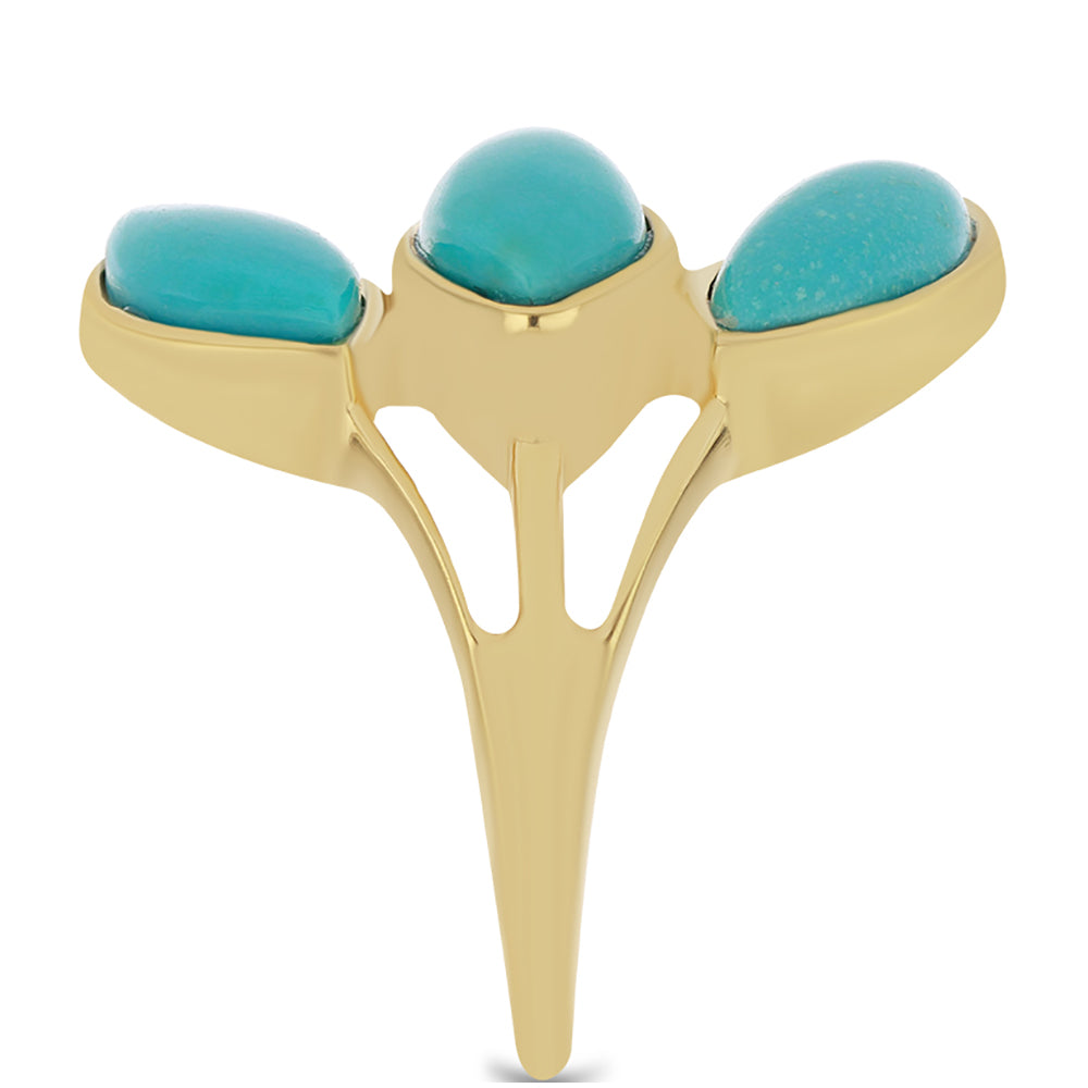 Arannyal Bevont Ezüst Gyűrű Csipkerózsika Türkizzel