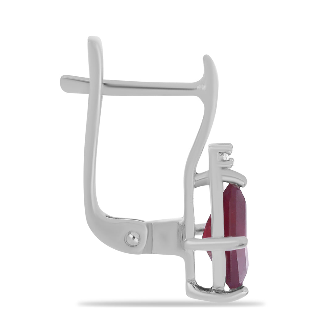 Ezüst Fülbevaló Madagaszkári Rubinnal és Fehér Topázzal