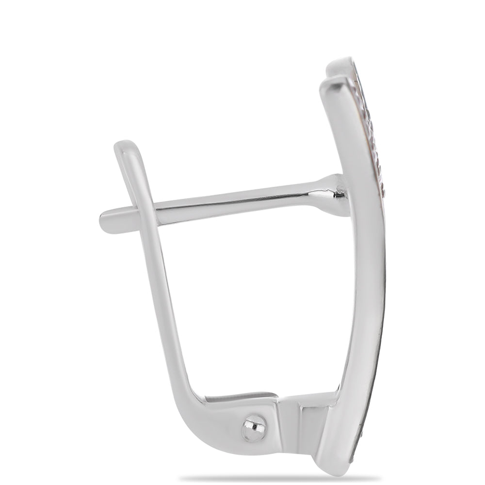 Ezüst Fülbevaló Zöld Gyémánttal