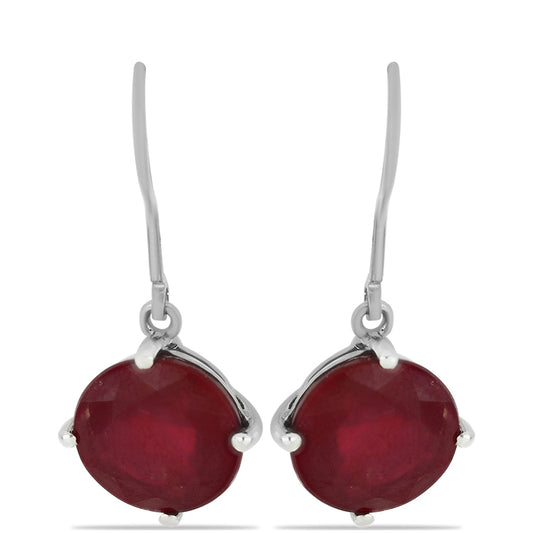 Ezüst Fülbevaló Madagaszkári Rubinnal